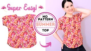 How to sew and draft this super EASY summer top WITHOUT shoulder seams yep  lets get sewing [upl. by Haerdna]