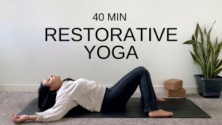 Restorative Yoga amp Breathwork  40 Min Relaxing Practice With Props [upl. by Llehcam]