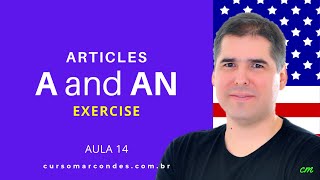 Exercícios Articles A and AN Artigos Indefinidos  Curso Completo de Inglês  Básico  Aula 14 [upl. by Daisi]