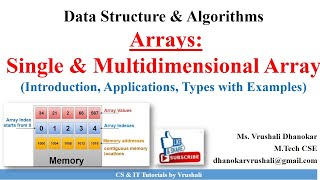 DSA 14 Arrays Single amp Multidimensional Array with Examples [upl. by Anirol508]