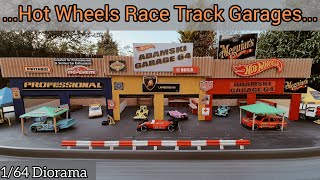 DIY Hot Wheels Race Track Pit Lane Garages Diorama [upl. by Mur]