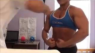 Hot Female Bodybuilder Taking Abs and Pec Punches Like They Are Nothing [upl. by Anera482]