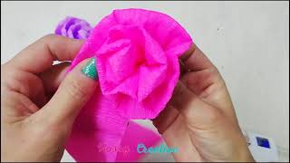 FLORES DE PAPEL CREPÉ FÁCILES  Como hacer flores de papel fáciles [upl. by Ogden]