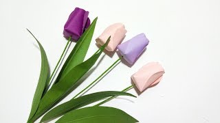 Como hacer flores de papel Tulipanes Super faciles y rapidas  DIY Manualidades 103 [upl. by Bollay]