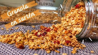 GRANOLA CASERA EN SARTÉN🤩 Cereales saludables receta fácil Nutripostres🧡 [upl. by Sesiom]