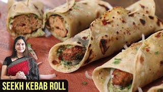 Chicken Kebab Roll Recipe  How To Make Chicken Seekh Kebab In Philips Air Fryer  Smita Deo [upl. by Sid575]