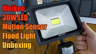 Meikee 30W LED Motion Sensor Flood Light Unboxing [upl. by Rubetta]