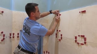 Part quot1quot Travertine Tiles installation on shower walls  step by step  how to with TLOCK™ 🛀🏻 🚿 [upl. by Lyontine]