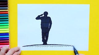 How to draw National Day  Soldier Saluting [upl. by Alika]