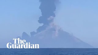 Italys Stromboli volcano erupts sending plumes of ash and smoke into air [upl. by Katti]