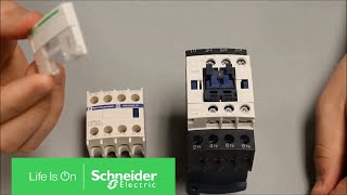 Mounting Auxiliary Contact Block to TeSys D Series Contactor  Schneider Electric Support [upl. by Domineca28]