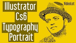 Adobe Illustrator Cs6  Typography Portrait  Bruno Mars [upl. by Nilyahs]