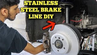 How To Install Stainless Steel Brake Lines On BMW DIY [upl. by Nnyrb]