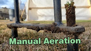 How To Manually Core Aerate A Lawn [upl. by Rotman]