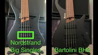 Bartolini BH2 vs Nordstrand Big Singles bass pickup shootout [upl. by Swigart]