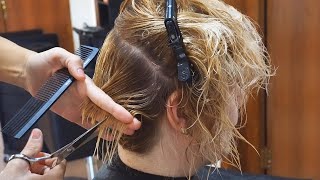 HAIRCUT TRANSFORMATION – CUT AND COLOR HAIR SALON SHORT [upl. by Enileoj]