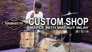 Craviotto Custom Shop Maple Drum Set with Walnut Inlay 201214 CRKIT3PC20MWIH [upl. by Raymund392]