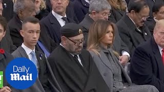 Donald Trump stares at King of Morocco during Armistice event [upl. by Eibrik]