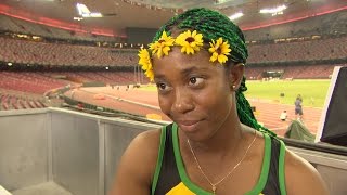 ShellyAnn FraserPryces 100m Gold Medal Interview  IAAF World Championships Beijing 2015 [upl. by Calv167]