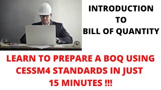 How to prepare a Bill of Quantity   Using CESMM4 Standards Introduction to BOQ [upl. by Noreg]