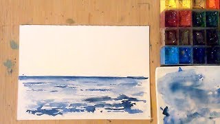 Acuarela  Practiquemos el Mar con Olas Espuma Brillos  Watercolor Acuarelas [upl. by Fleck]