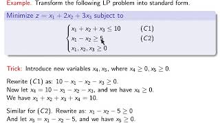 V301 Linear Programming Standard form [upl. by Anglim]