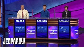 Tournament of Champions 2019 James Holzhauers Final Winning Moment  JEOPARDY [upl. by Aissatsana242]