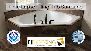 How To Tile Jacuzzi Tub Surround  Time Lapse [upl. by Hardwick]