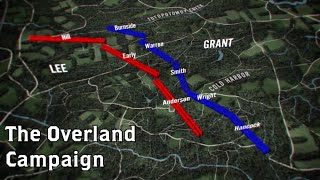 The Wilderness to Cold Harbor Grants Overland Campaign Animated Battle Map [upl. by Porett505]