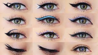 Eyeliner Makeup Tutorial  12 Different Eyeliner Looks [upl. by Ssitnerp523]