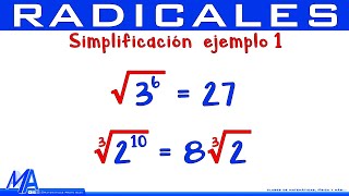 Simplificación de radicales  Ejemplo 1 [upl. by Sitsuj490]