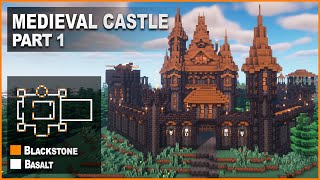 Minecraft How to build a Blackstone Medieval Castle  Tutorial [upl. by Esch]