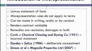 Misrepresentation Lecture 1 of 4 [upl. by Tamiko682]