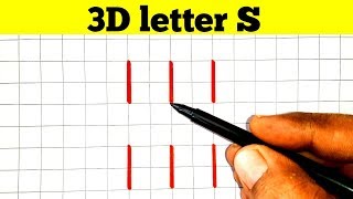 How to Draw 3D letter S Step By Step  3D Trick [upl. by Anjela935]