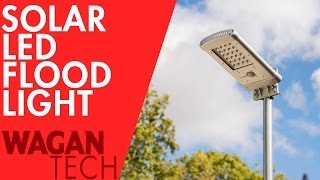 Solar LED Flood Light HowTo Install  Pole mounted Wall Mounted [upl. by Clements216]