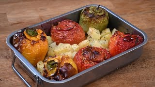 Gemista  Greek Stuffed Vegetables  My Greek Salad [upl. by Dolph348]