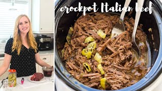 SIX Ingredient Crockpot Italian Beef  The Recipe Rebel [upl. by Ileana]