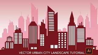 HOW TO MAKE  VECTOR CITY LANDSCAPE  SKYLINES SILHOUETTE ILLUSTRATOR CC TUTORIALS [upl. by Fish]