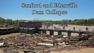 Sanford and Wixom Flood 2020  Drone  Dam Collapse [upl. by Kaycee]