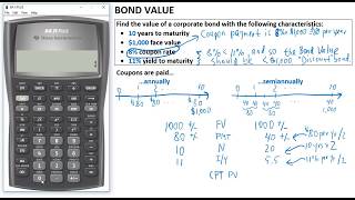 Find Bond Value  annual vs semiannual coupons [upl. by Nivla]