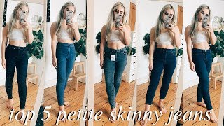 TOP 5 PETITE SKINNY JEANS  Review amp try on [upl. by Larret]