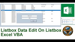 Listbox Data Edit On Listbox Userform Excel VBA [upl. by Euqirat]