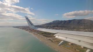 Spectacular landing at Malaga Airport Spain  Boeing 737800  Ryanair  Seat 29A [upl. by Ludwog576]