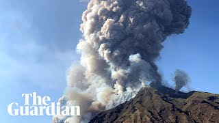 Volcano erupts on Italian island Stromboli [upl. by Ailic]