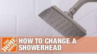 How to Replace a Showerhead – Installing a Showerhead  The Home Depot [upl. by Baskett]