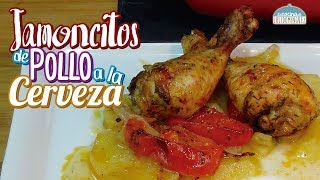 Jamoncitos de pollo al horno a la cerveza con patatas  Recetas paso a paso Loli Domínguez [upl. by Neelrad]