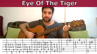 Fingerstyle Tutorial Eye of the Tiger  Guitar Lesson w TAB [upl. by Fausta215]