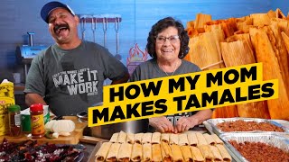 My Mom Teaches Me How to Make Tamales Brisket Pork Butt amp Chicken [upl. by Proulx16]