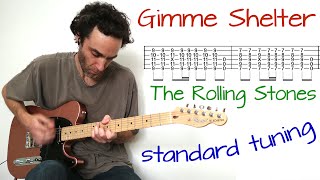 Rolling Stones  Gimme Shelter in standard tuning  Guitar lesson  tutorial  cover with tab [upl. by Dronel]