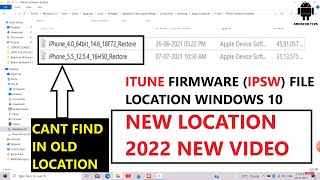 HOW TO LOCATE ITUNES FIRMWARE  IPSW file location windows 10 [upl. by Aehtorod]